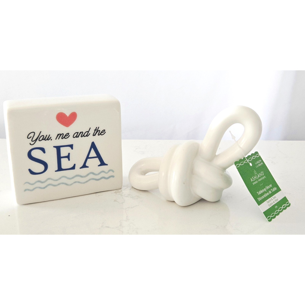 Ashland Ceramic Nautical Tabletop Decorations- Knot and You me‎ and the Sea- NEW